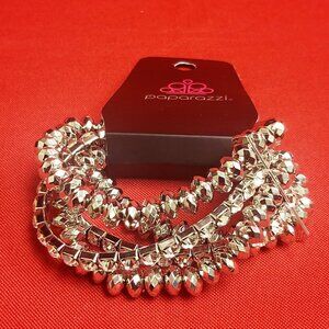 Paparazzi 5 Layers Beads Rhinestones Stretch Bracelet Best of Luxe White